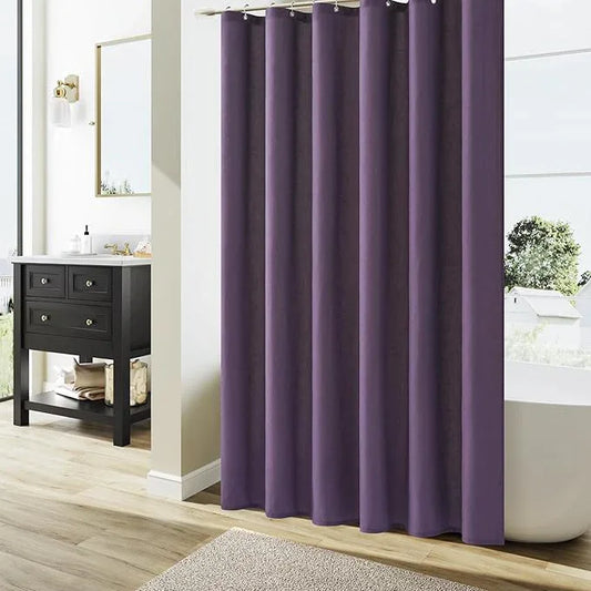 Naturoom Purple Linen Shower Curtain, Country Boho Farmhouse Bath Decor Shower Curtains Neutral Cloth Weighted Textured Fabric Bath Curtain Liner with Hooks, 72x78 - ModernBath