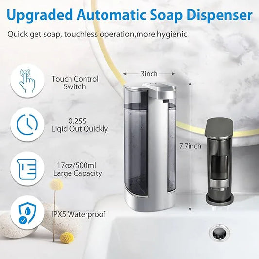 Automatic Liquid Soap Dispenser, Rechargeable, Touchless, 17oz/500ml with 4 Adjustable Soap Levels, Wall Mount & Waterproof, Liquid Hand/Dish Soap Dispenser for Bathroom Kitchen - ModernBath