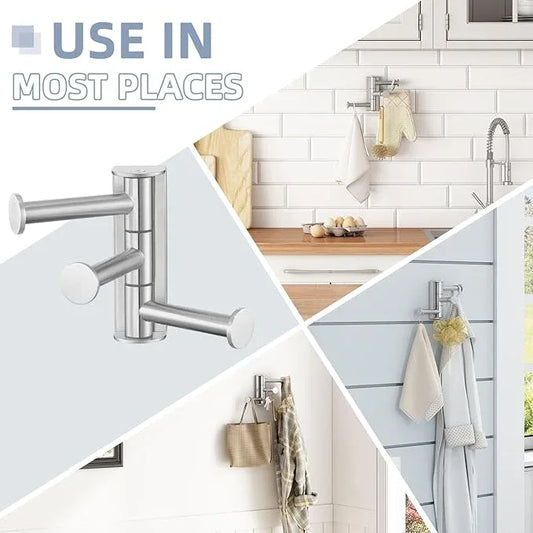 Angle Simple Swivel Towel Hook for Bathroom, SUS 304 Stainless Steel Robe Coat Hook Brushed Nickel - ModernBath