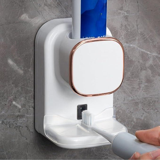 Electric Toothpaste Dispenser, Automatic Toothpaste Squeezer, Wall Mounted with 3 Toothbrush Slots and Holder, Smart Bathroom Accessories Stylish Decor (White) - ModernBath