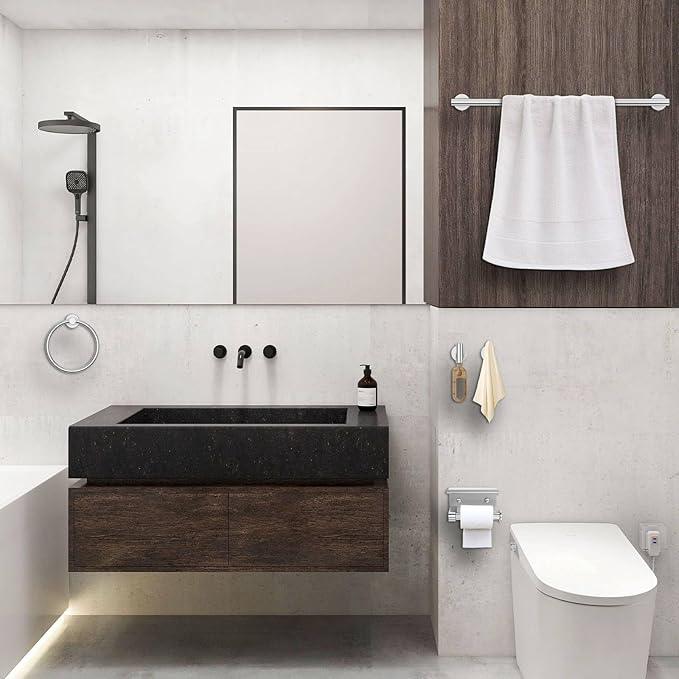 5 Pieces Bathroom Hardware Set Brushed Nickel Towel Bar Set Round Towel Holder Set Upgraded Paper Towel Holder with Shelf Stainless Steel Wall Mounted,23.6 Inch - ModernBath