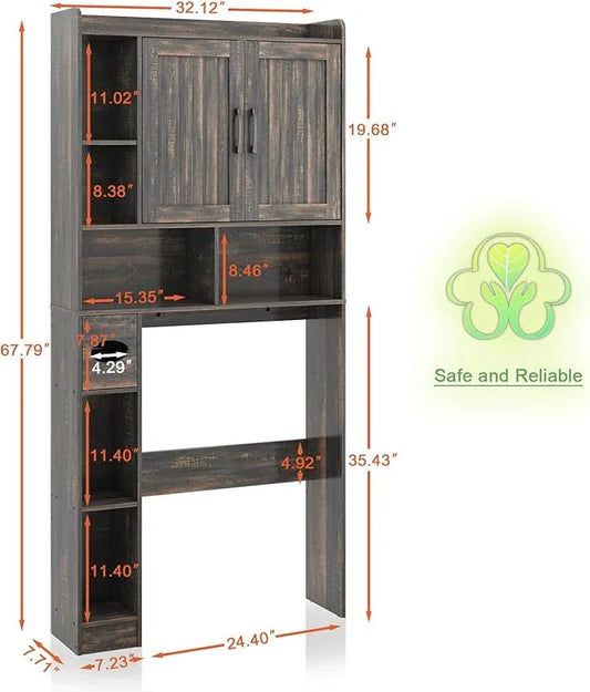 Vabches Over The Toilet Storage Cabinet, Farmhouse Storage Cabinet Over Toilet with Barn Door,Home Space-Saving Toilet Rack, for Bathroom, Restroom, Laundry - ModernBath