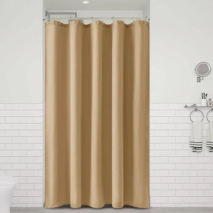 Naturoom Gold Yellow 60 Inch Shower Curtain - Stall Narrow Half Linen Ultra Thick Fabric Shower Curtain Set with Hooks, Boho Farmhouse Rustic RV Camper Bath Curtains for Bathroom, 60x72 - ModernBath