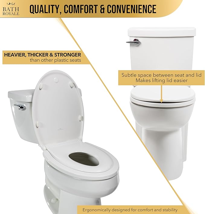 BATH ROYALE Potty Training Seat - Soft Close, Kingsport BR720-02, Round Almond/Bone, Adult/Child Combo