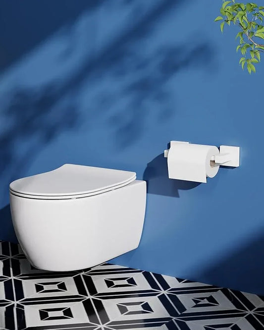 Ruacq Toilet Paper Holder-White Tissue Roll Holder Double Post Pivoting Square Base Wall Mounted for Bathroom - ModernBath
