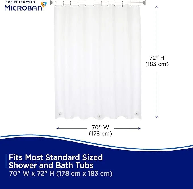 Kenney MB61158 Microban Protected Medium Weight 4.8 Gauge Waterproof PEVA Shower Curtain Liner with Rust-Resistant Metal Grommets and Weighted Magnetic Hem for Bathroom, 70" W x 72" H, Frosted, 1-Pack - ModernBath