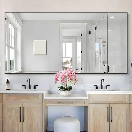 COFENY 36x72inch Bathroom Mirror, Black Rectangle Mirror with Thin Metal Frame, Large Rectangular Wall Mirrors for Bathroom, Living Roomm, Hair Salon, Big Farmehouse Mirror Hang Horizontal/Vertical - ModernBath