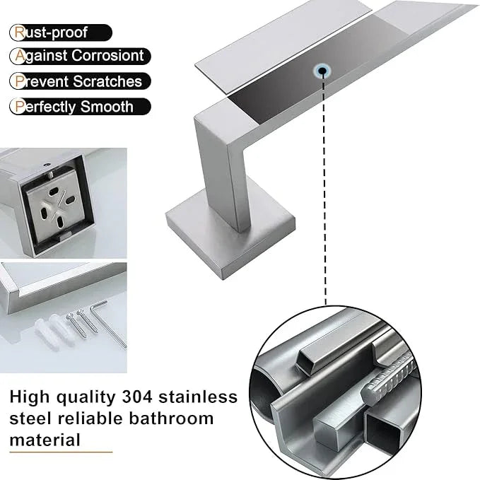 YACVCL 5-Piece Bathroom Hardware Accessories Set 23.6 inch Towel Bar Towel Rack Sets Modern Towel Ring Kit Stainless Steel Wall Mounted (Brushed Nickel) - ModernBath