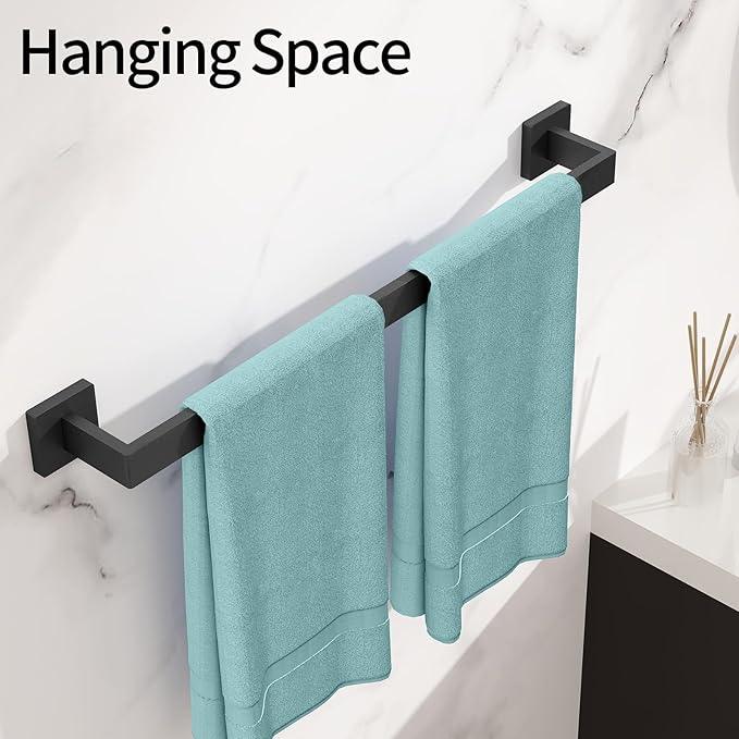 Bathroom Towel Bar,24 Inch Towel Racks for Bathroom Wall Mounted,Stainless Steel Towel Rail Hanger for Wall,Matte Black Towel Holder for Wall, Kitchen(2 Pack) - ModernBath
