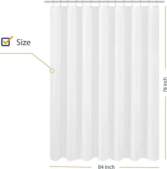 N&Y HOME Large Fabric Shower Curtain Liner 84 x 78 inches, Hotel Quality, Washable, Water Repellent, White Bathroom Curtains with Grommets, 84x78 - ModernBath