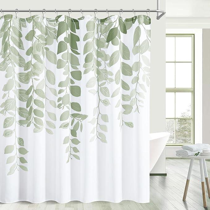 BOODII Light Sage Shower Curtain for Bathroom Botanical Eucalyptus Nature Eucalyptus Shower Curtain Set Floral Leaves Waterproof Bathroom Bath Curtains with Hooks 72x72 - ModernBath
