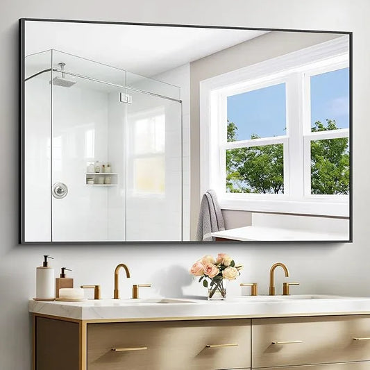 BONEWEI Bathroom Mirror,60x40 inch Bathroom Mirrors for Over Sink,Large Wall Mirror for Bathroom Wall Mounted Rectangle Mirrors,Black Vanity Mirror for Living Room,Bedroom Entryway,Horizontal/Vertical - ModernBath