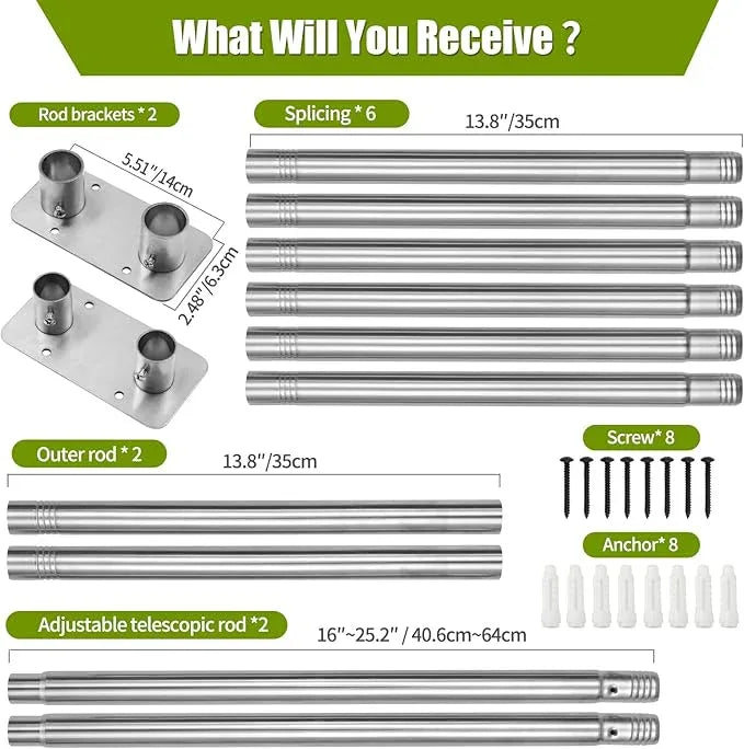 Creatyi 28 to 75 Inches Double Shower Curtain Rod Adjustable Double Shower Curtain Rods for Bathroom (28 to 75'', Silver) - ModernBath