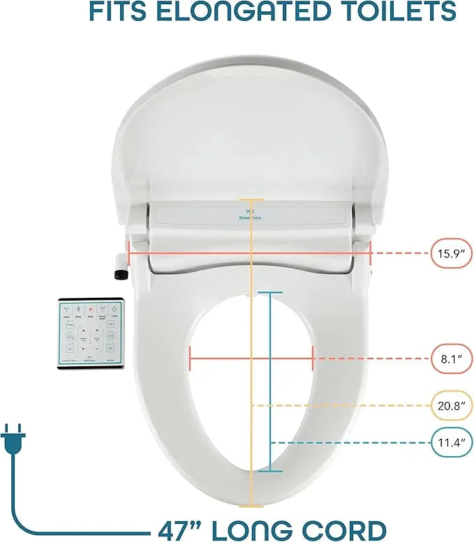 BidetMate 1000 Series Smart Toilet Seat with Heated Water, Wireless Remote, and Warm Air Dryer - Adjustable and Self-Cleaning electric bidet seat - Multiple Wash Settings - Elongated - ModernBath