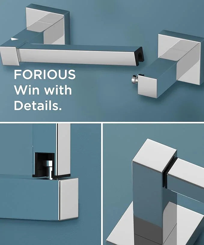 FORIOUS Toilet Paper Holder Wall Mount, Stainless Steel Rustproof Double Post Pivoting Tissue Roll Holder for Bathroom, Commercial Toilet Paper Dispenser (Chrome, Square) - ModernBath