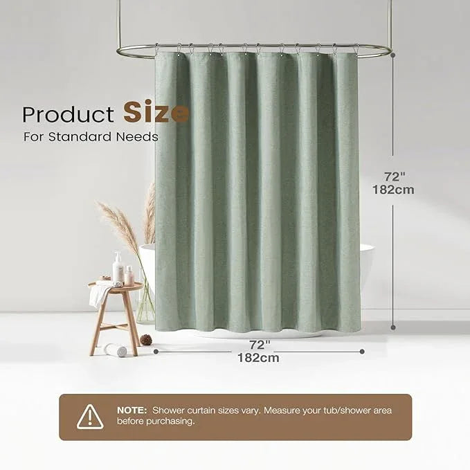 BTTN Sage Green 3 in 1 Shower Curtain Set - Linen Textured Cloth Shower Curtain and PEVA Liner with Plastic Hook and 3 Magnets, Tall Modern Neutral Waterproof Shower Curtain for Bathroom, 72x84 - ModernBath