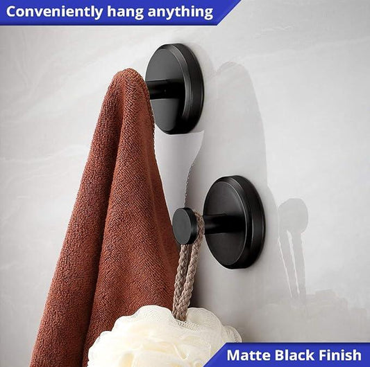 HOME SO Suction Cup Hooks for Shower, Bathroom, Kitchen, Glass Door, Mirror, Tile – Loofah, Towel, Coat, Bath Robe Hook Holder for Hanging up to 15 lbs – Waterproof & Rustproof, Matte Black (4-Pack) | for Shower, Bathroom, Kitchen, Glass Door, Mirror, ... - ModernBath