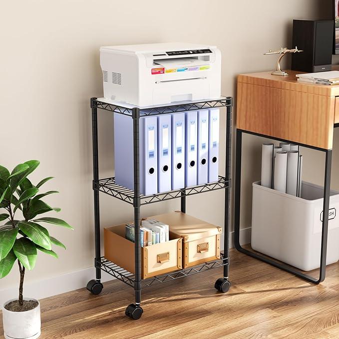 Small 3 Tier Shelves Storage Wire Shelving Unit Metal Shelf Adjustable Organizers Storage Shelving with Wheels for Bathroom Laundry Room Kitchen Pantry12”D x 18”W x 30.7”H Black - ModernBath