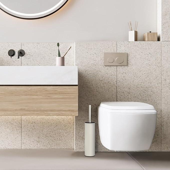 BGL White Toilet Brush and Holder,Stainless Steel Toilet Brushes for Bathroom with Holder - ModernBath