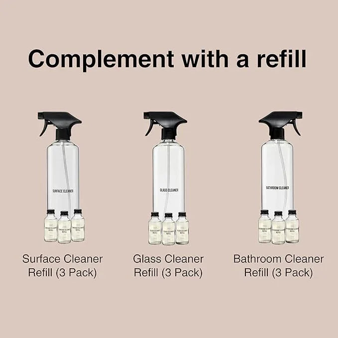 Public Goods Empty Glass Spray Bottle for Bathroom Cleaner | Refillable Spray Bottle for Cleaning | Made with Clear Borosilicate Glass for Toilets, Tile, Showers, Sinks | BPA Free | 24 Oz - ModernBath