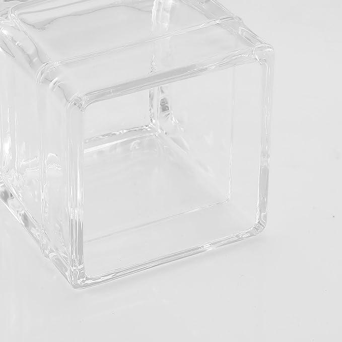 Indecor Home Glass Cotton Jar Holder 2 Pack– Satin Nickel Lid, Elegant Bathroom Storage Canister for Qtips, Cotton Balls, Floss, Makeup Organizer, Vanity & Bathroom Organization - ModernBath