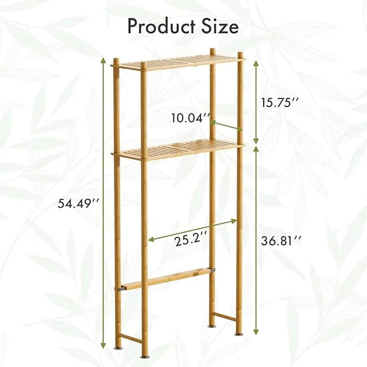 AmazerBath Bamboo Over The Toilet Storage Shelf, 2-Tier Over Toilet Organizer Rack, Freestanding Above Toilet Shelf for Bathroom, Laundry, Space Saver, Natural Color - ModernBath