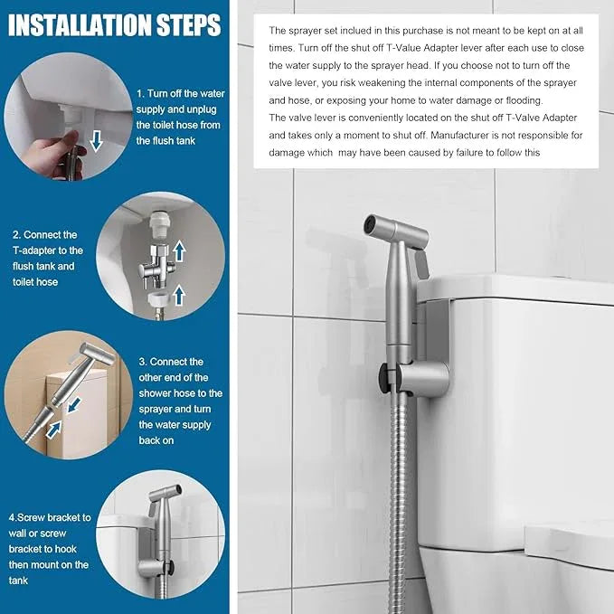 FREDI Bidet Sprayer for Toilet, Handheld Toilet Bidet Sprayer, Stainless Steel, Adjustable Water Pressure, Muslim Shower, Feminine Wash, Easy Installation (Brushed Nickel) - ModernBath