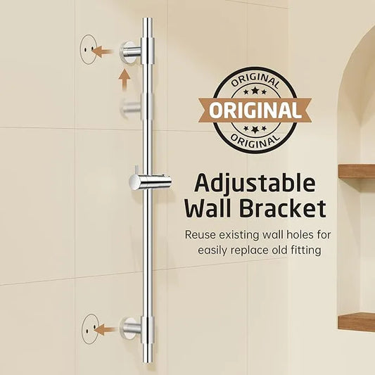 KES 30-Inch Shower Slide Bar with Adjustable Handheld Shower Head Holder, Reuse Existing Holes, Universal Fit, SUS304 Polished Stainless Steel Wall Mount for Bathroom, Drilling Required, F209S78-PS - ModernBath