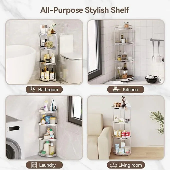 Corner Shower Caddy Stand, 4 Tier Rustproof Standing Shower Organizer with Soap Holder, Aluminum Shower Shelf for Bathroom Storage, Silver - ModernBath