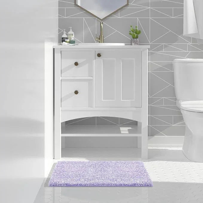 Yimobra Bathroom Rugs Non Slip Washable Ultra Soft Absorbent Microfiber Bath Mat, Dual-Tone Decor Rug with Rubber Backing for Bathroom Floor, Tub and Shower,24x17,Home Essentials,Purple and White - ModernBath