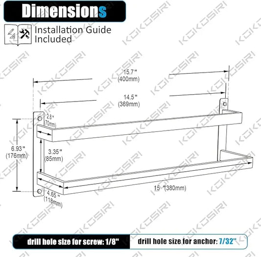 KOKOSIRI Towel Bars Black Bath Towel Holders 16 Inches Bathroom 2-Tiers Ladder Towel Rails Wall Mounted Towels Shelves Rack Stainless Steel, B5008BK-L16 - ModernBath