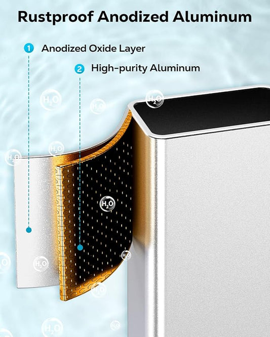 Nieifi Over the Door Shower Caddy, Stainless Steel Rustproof, Adjustable Hanging Shower Organizer, Anodized Aluminum, Silver