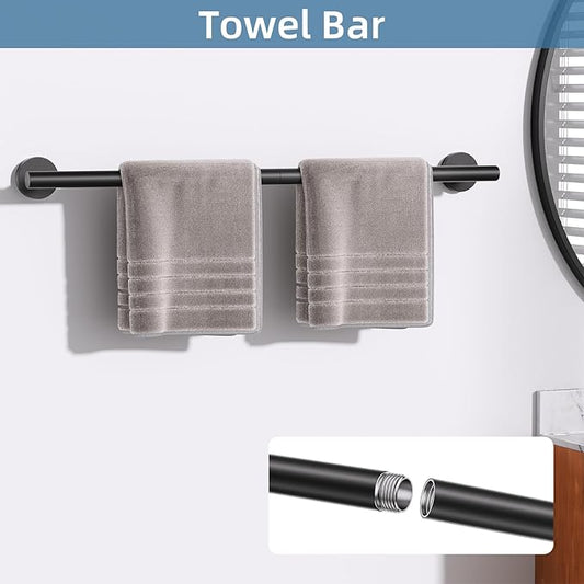 10 Pieces Matte Black Towel Bar Set, Black Bathroom Hardware Set Toilet Paper Holder Towle Racks for Bathroom Upgraded Stainless Steel Bathroom Towel Holder Set Bathroom Accessories