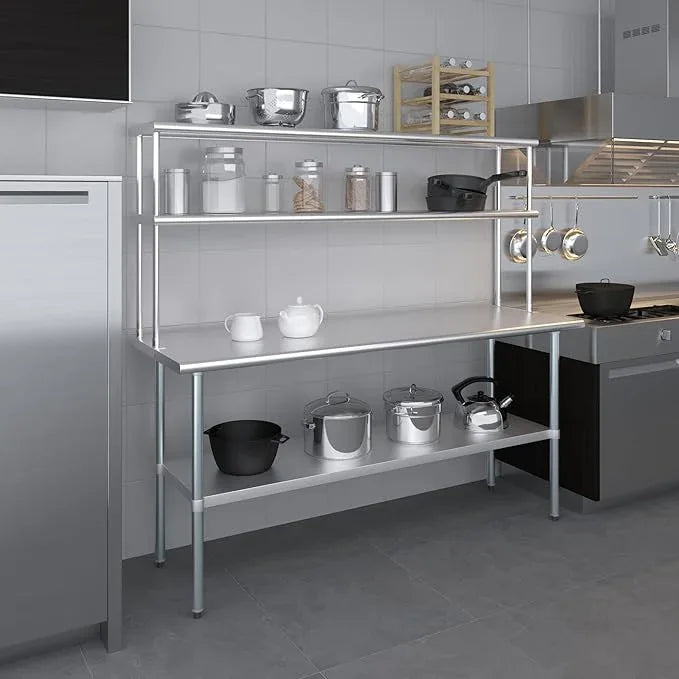 AmGood Double OverShelf Stainless Steel NSF - Many (72" Long x 12" Deep) - ModernBath