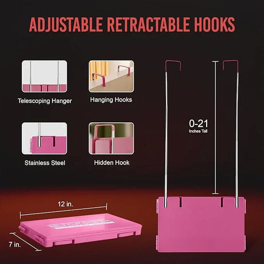 Self-Cut System 3 Way Mirror for Braiding Hair, Styling & Hair Coloring - Tri-Fold Three Way Mirror with Telescoping Hooks - Compact & Travel Size - Over-the-Door Mount for DIY Haircuts, Makeup - Pink - ModernBath