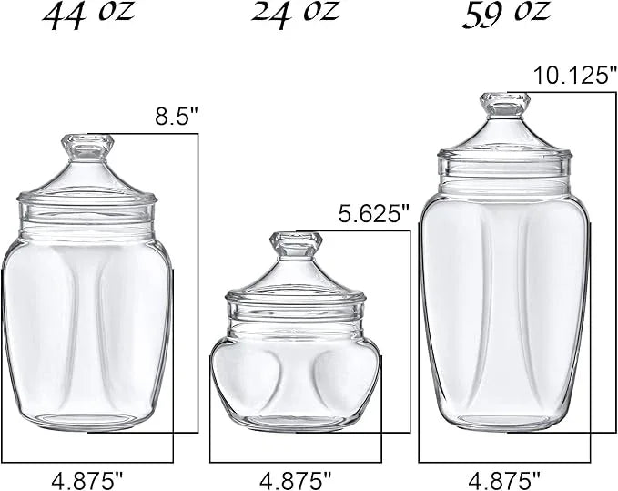 Amazing Abby - Embrace - Plastic Bathroom Canisters (3-Piece Set, 60/42/24 oz) (NOT Glass), Acrylic Apothecary Jars for Vanity, BPA-Free and Shatter-Proof, Great for Cotton Balls and Bath Sponges - ModernBath