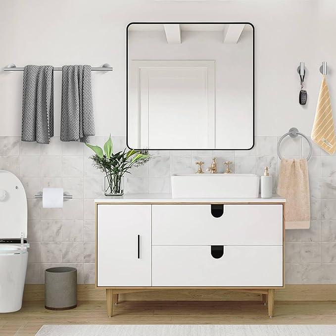 Brushed Nickel Bathroom Hardware Accessories Set, 5 Pieces Round Towel Bar Set Toilet Paper Holder Towel Rail Set for Bathroom Stainless Steel Wall Mounted Bathroom Set,23.6 in - ModernBath
