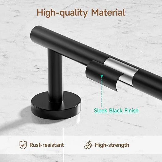USHOWER Matte Black Bathroom Hardware Set, Modern 18-Inch Towel Bar Set Wall Mounted, Durable SUS304 Stainless Steel Bathroom Accessories Set, 4-Piece - ModernBath