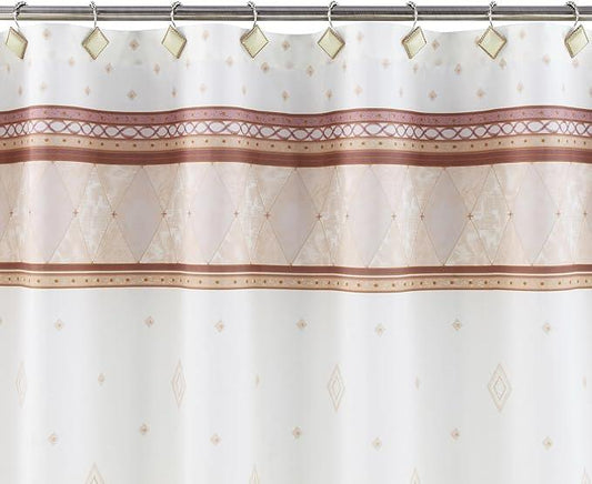 Cream Beige Gold Shower Curtain Hooks Rust Proof, Modern Boho Geometric Decorative Shower Hooks for Shower Curtain, 5 Roller Ring Balls Farmhouse Bathroom Shower Curtain Hooks, Set of 12 - ModernBath