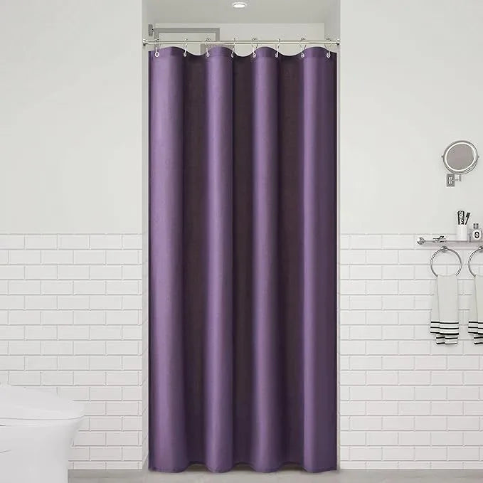 Naturoom Purple 42 Inch Shower Curtain - Stall Narrow Half Linen Ultra Thick Fabric Shower Curtain Set with Hooks, Boho Farmhouse Rustic RV Camper Bath Curtains for Bathroom, 42x72 - ModernBath