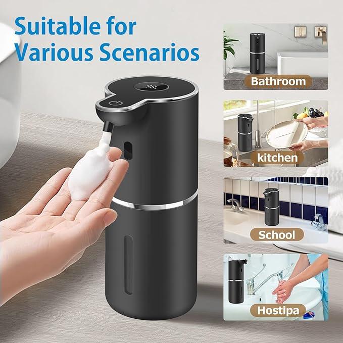 Automatic Foaming Soap Dispenser 12.8oz, Rechargeable & 6 Levels Foaming Adjustable with Digital Display, Wall Mount, Waterproof, Touchless Hand/Dish Soap Dispenser for Kitchen, Bathroom, Hotel - ModernBath