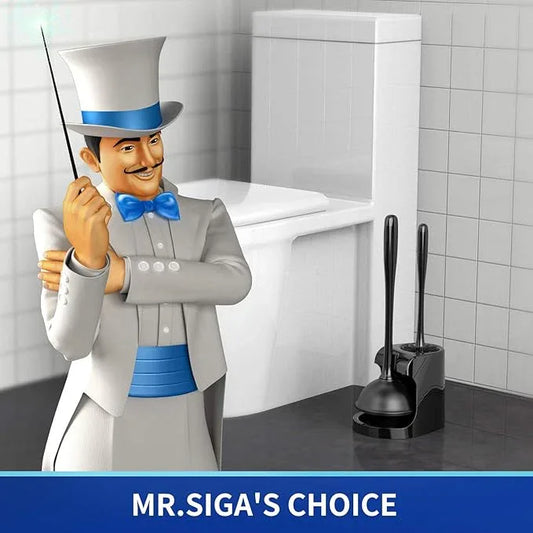 MR.SIGA Toilet Plunger and Bowl Brush Combo for Bathroom Cleaning, Black, 2 Sets - ModernBath