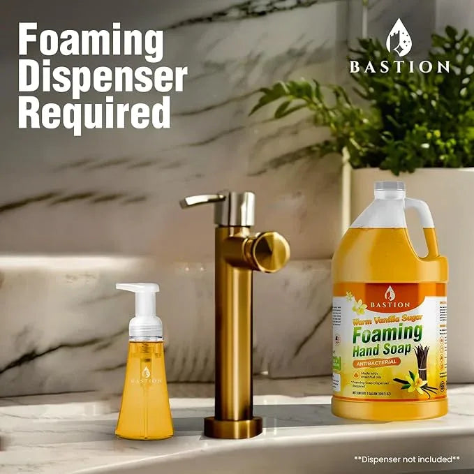 Bastion Foaming Hand Soap - Foam Hand Wash Refill for Bath And Body Works, Dial, Method, Michel, JR Watkins, Dove - Warm Vanilla Sugar w/Essential Oils Bulk Bottle 4 X Gallons (512 0z.) - ModernBath