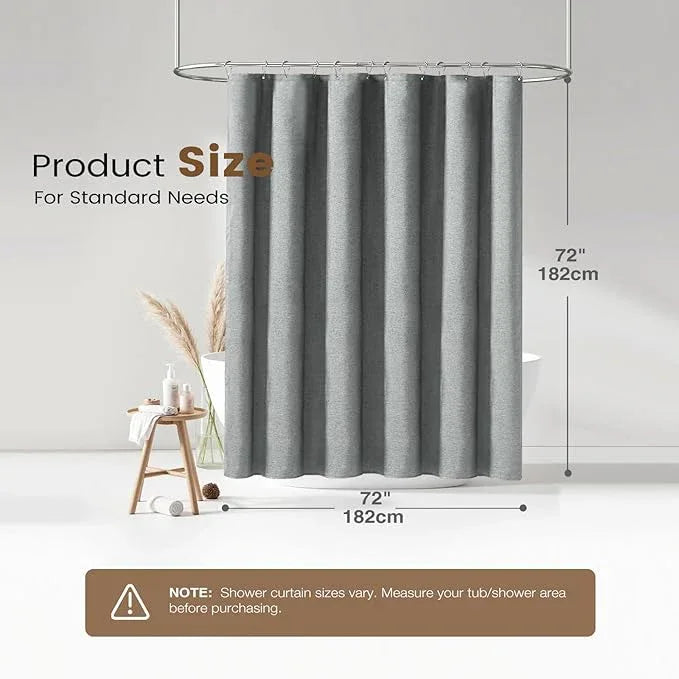 BTTN Grey 3 in 1 Shower Curtain Set, Linen Textured Fabric Shower Curtain and Clear Liner Set with Plastic Hook, Modern Hotel Luxury Weighted Waterproof Shower Curtain for Bathroom, Gray, 72x72 - ModernBath