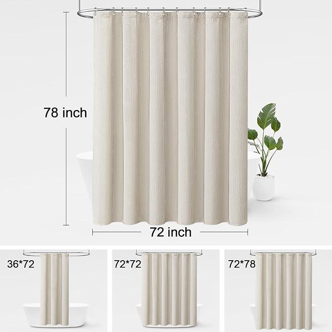 NDDYCU Boho Shower Curtain Cotton Texture Mid Century Minimalist Arch Shower Curtain for Bathroom, Greige,72" W X 78" L - ModernBath