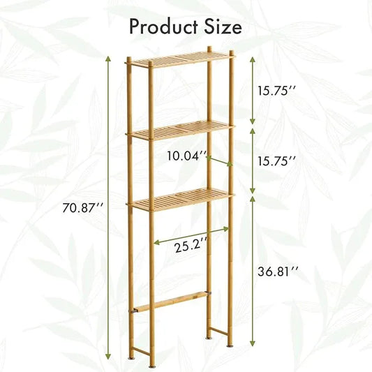 AmazerBath Over The Toilet Storage Shelf Bamboo, 3-Tier Over Toilet Organizer Rack, Freestanding Above Toilet Shelf for Bathroom, Laundry, Space Saver, Natural Color - ModernBath