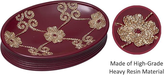 Zahari Home 4pc Elegant Rose Burgundy Bathroom Set Classic Bathroom Lotion Dispenser, Tumbler, Toothbrush Case and Bar Soap Holder Modern Uunique Design Burgundy Red Bathroom Accessories - ModernBath