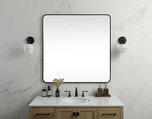 ARS Concepts Aura, Soft Corner Metal Square Mirror 42X42 Inch in, Modern, Black - ModernBath