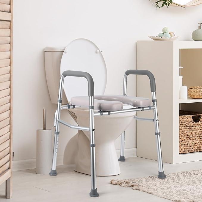 Raised Toilet Seat for Seniors, Safety Assist Shower Chair for Handicapped and Pregnant - ModernBath