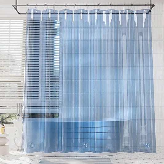 AmazerBath Premium EVA Shower Curtain Clear Blue, Luxury Shower Curtain Blue Jelly-Like Soft, Waterproof Bathroom Curtain with 3 Weighted Stones and 12 Grommets, Recyclable Packaging - ModernBath